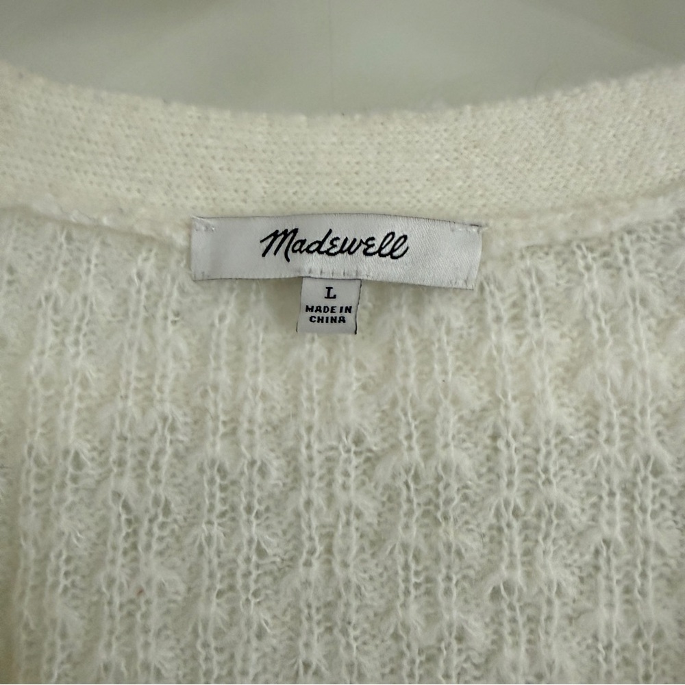 Madewell Cream V-Neck Button Front Women's Cardigan Size Large - Picture 4 of 5